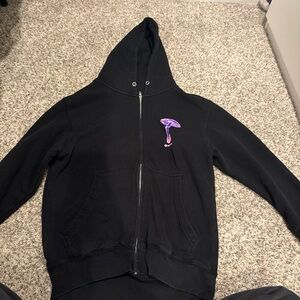 Black Hoodie with Purple Mushroom Design